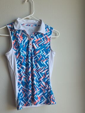 Slazenger White Golf Top with Light Blue and Light Pink Accents